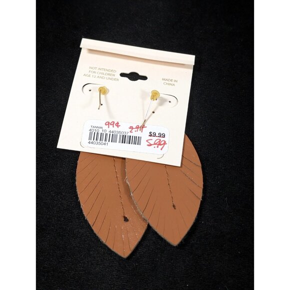 Versona Cheetah Print Faux Fur Animal Brown Black Dangle Pierced Earrings Boho - Picture 5 of 7